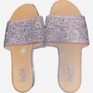 Free Shipping - Hey Girl Sparkling Slide Sandals - Size 8